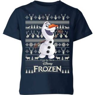 👉 Disney Frozen Olaf Kinder T-Shirt - Navy - 11-12 Years - Navy blauw