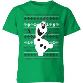 👉 Shirt donkergroen XS unisex Kelly Green kinderen Frozen Olaf Dancing Kids' Christmas T-Shirt - 3-4 Years