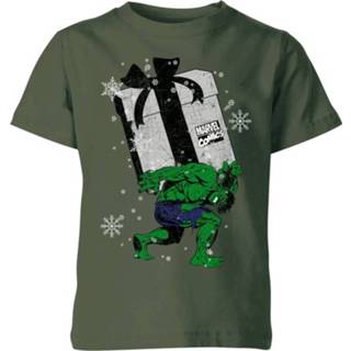 Marvel The Incredible Hulk Christmas Present Kids' Christmas T-Shirt - Forest Green - 11-12 Years - Forest Green