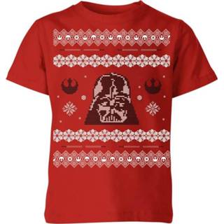 Star Wars Darth Vader Knit Kids' Christmas T-Shirt - Red - 11-12 Years - Rood