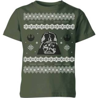 👉 Star Wars Darth Vader Knit Kids' Christmas T-Shirt - Forest Green - 5-6 Years - Forest Green