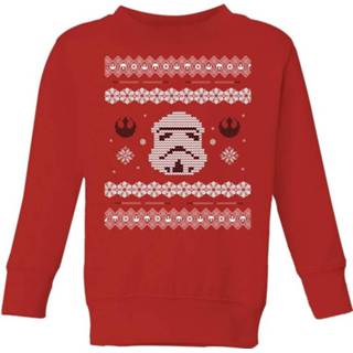 👉 Star Wars Stormtrooper Knit Kids' Christmas Sweatshirt - Red - 11-12 Years - Rood