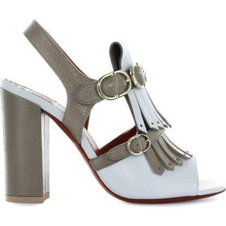 👉 Sandaal vrouwen beige Bicolored Fringe Heeled Sandal