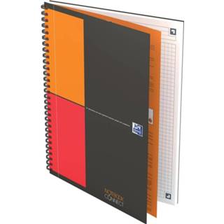 👉 Grijs Oxford INTERNATIONAL notebook connect, stevige kartonnen kaft grijs, 160 bladzijden, ft B5, geruit 5 mm 3020120097299