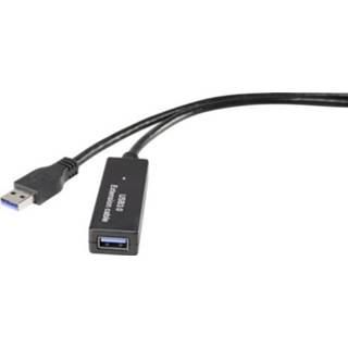 👉 USB 3.0 actief Verlengkabel [1x USB 3.0 stekker A - 1x USB 3.0 bus A] 10 m Zwart Renkforce