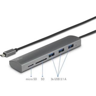 👉 Aluminium zilver Renkforce USB 3.1-Hub met ingebouwde SD-kaartlezer, behuizing 4053199545629