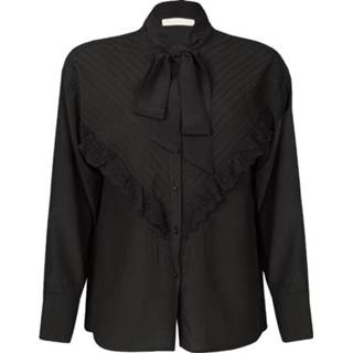 👉 Blous vrouwen s zwart Blouse Bow Tie & Ruches