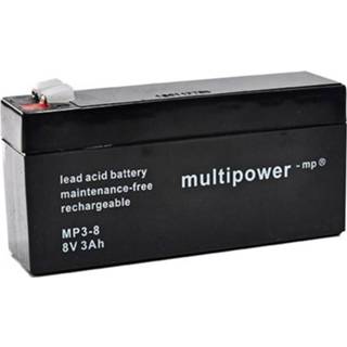 👉 Loodaccu Multipower PB-8-3 MP3-8 8 V 3.2 Ah Loodvlies (AGM) (b x h d) 134 69 36.5 mm Kabelschoen 4.8 Onderhoudsvrij, Geringe zelfontlading 4260476410826