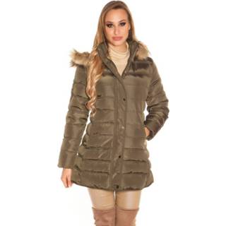 👉 Trendy quilted winter coat with hood Khaki