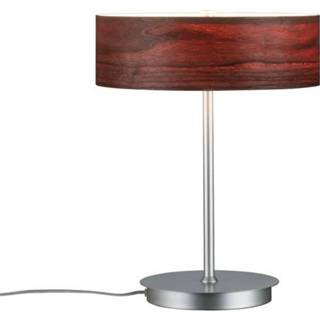 👉 Tafellamp hout chroom LED E27 40 W Paulmann Neordic Liska 79684 (donker), (mat) 4000870796849