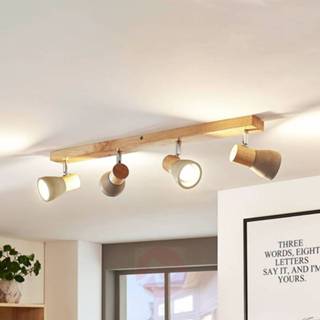 👉 Plafond lamp houten beton betongrijs a+ warmwit LED plafondlamp Filiz, & vier lampen