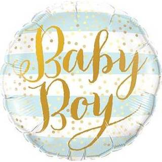 👉 Blauw baby's jongens Baby Boy Blue Stripes Foil Round 9in/22.5cm