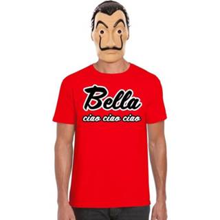 Shirt rood mannen Bella Ciao t-shirt met La Casa de Papel masker heren