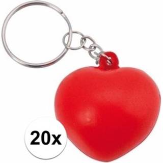 👉 Stressbal 20x Hart stressballetje aan sleutelhanger