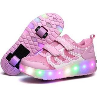 👉 Shoe kinderen jongens meisjes Colorful LED Flashing Two Wheel Roller Skates Shoes for Kids Female Boy Girl USB Luminous Sneakers Heelys