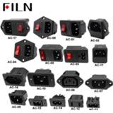 👉 Switch rood IEC320 C14 Electrical AC Socket 3 pin red LED 250V Rocker 10A fuse female male inlet plug connector 2 mount