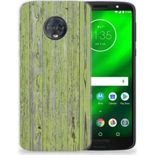 👉 Donkergroen Motorola Moto G6 Plus TPU Hoesje Design Green Wood 8718894770351