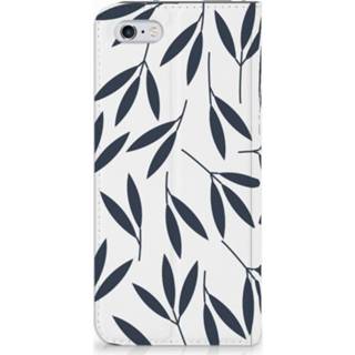 👉 Standcase blauw Apple iPhone 6 | 6s Hoesje Design Leaves Blue 8718894892688