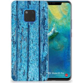 👉 Blauw Huawei Mate 20 Pro Uniek TPU Hoesje Wood Blue 8720091052383