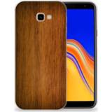 👉 Hout Samsung Galaxy J4 Plus (2018) Uniek TPU Hoesje Donker 8720091066816