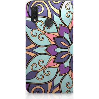 👉 Standcase purper Huawei P Smart Plus Hoesje Design Purple Flower 8720091247321