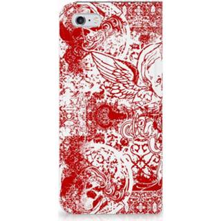 👉 Standcase rood Apple iPhone 6 | 6s Hoesje Design Angel Skull Red 8720091283176