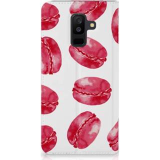 👉 Standcase roze Samsung Galaxy A6 Plus (2018) Hoesje Design Pink Macarons 8720091307353
