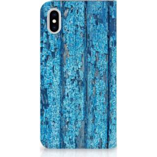👉 Standcase blauw XS Apple iPhone Max Uniek Hoesje Wood Blue 8720091419124