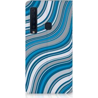 👉 Standcase blauw Samsung Galaxy A9 (2018) Hoesje Design Waves Blue 8720091501713