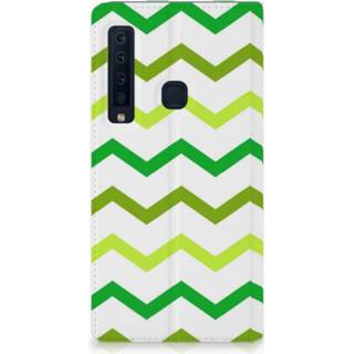 👉 Standcase groen Samsung Galaxy A9 (2018) Uniek Hoesje Zigzag 8720091506497