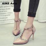 👉 Shoe vrouwen Aike Asia New Women Pumps Summer Fashion Sexy Rivets Pointed Toe Wedding Party High Heeled Shoes Woman Sandals Zapatos Mujer