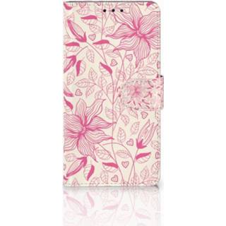 👉 Roze Sony Xperia L1 Uniek Boekhoesje Pink Flowers 8718894600511