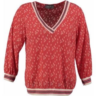 👉 Blous polyester s rood Amélie & blouse 3/4 mouw met sweater boorden