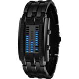 👉 Armband zwart steel vrouwen Men's Women Black Stainless Date Digital LED Bracelet Sport Watches Future Technology Binary Watch
