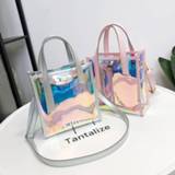 👉 Handtas transparent jelly vrouwen 2018 New Brand Women 's Handbags Laser Korean Style Bags Shoulder Candy Strap Clear Bag