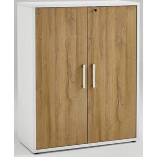 👉 Archiefkast wit eiken spaanplaat Calvia van 111 cm hoog - met oud