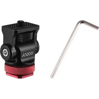 👉 Shoe Andoer 180° Rotary Mini Ball Head Ballhead Hot Flash Mount Adapter 1/4 Inch Screw with Wrench for DSLR Camera Microphone LED Video Light Monitor Tripod Monopod