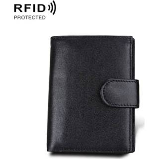 👉 Portemonnee zwart leather mannen Antimagnet RFID Genuine Wallet / paspoort pakket koeienhuid kaartslot voor man (zwart) 6953645020862