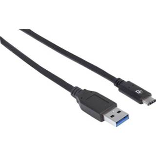 👉 Zwart mannen Manhattan USB 3.1 Aansluitkabel [1x USB-C stekker - 1x 3.0 A] 1 m UL gecertificeerd 766623353373
