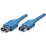 👉 Blauw TECHly USB 3.0 Verlengkabel [1x stekker A - 1x bus A] 0.5 m Vergulde steekcontacten 8057685304901