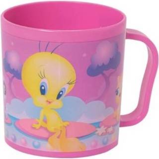 👉 Kunststof junior roze Looney Tunes Tweety Mok 350 ml 3524550050881