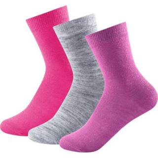 👉 Devold - Daily Light Kid Sock 3-Pack - Merinosokken maat 28-30, roze/grijs