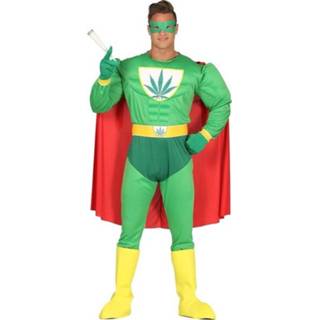 👉 Verkleedkostuum mannen active groen polyester Marihuana man superheld verkleed kostuum voor heren