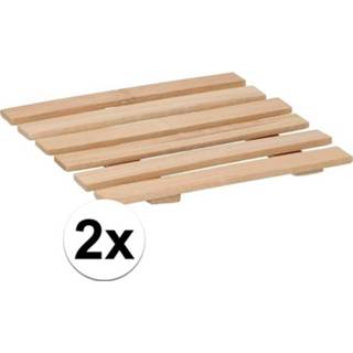 👉 Active bruin hout bamboe 2x pannenonderzetter 17 x 18 cm