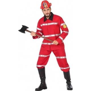 👉 Verkleedkostuum active mannen rood polyester Brandweerman verkleed kostuum voor heren
