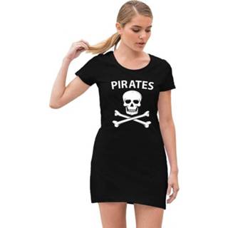 👉 Jurk zwart vrouwen Piraten verkleed jurkje met doodshoofd voor dames