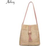 👉 Handtas vrouwen Aelicy Summer Women Durable Weave Straw Beach Bag Feminine Woven Bucket Grass Casual Tote Handbags Knitting Rattan Bags