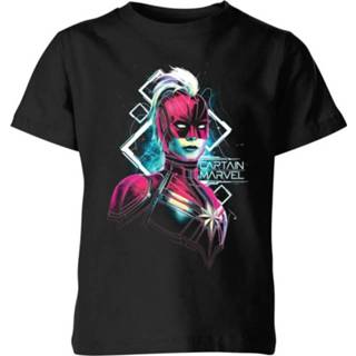 Shirt zwart XS unisex kinderen Captain Marvel Neon Warrior Kids' T-Shirt - Black 3-4 Years