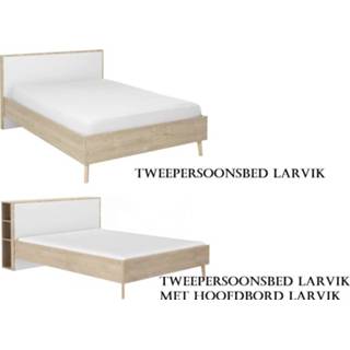👉 Tweepersoonsbed eiken spaanplaat wit Larvik 160x200cm in met