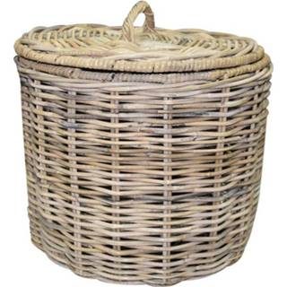 👉 Mand natural rotan active mannen met deksel 50x80 cm rond